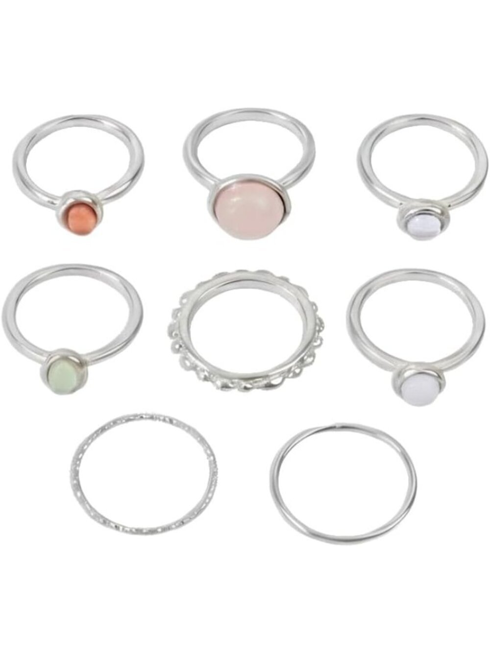 Women's Color ful Crystal Zinc Silver Star Moon Vintage Stack able Knuckle Ring